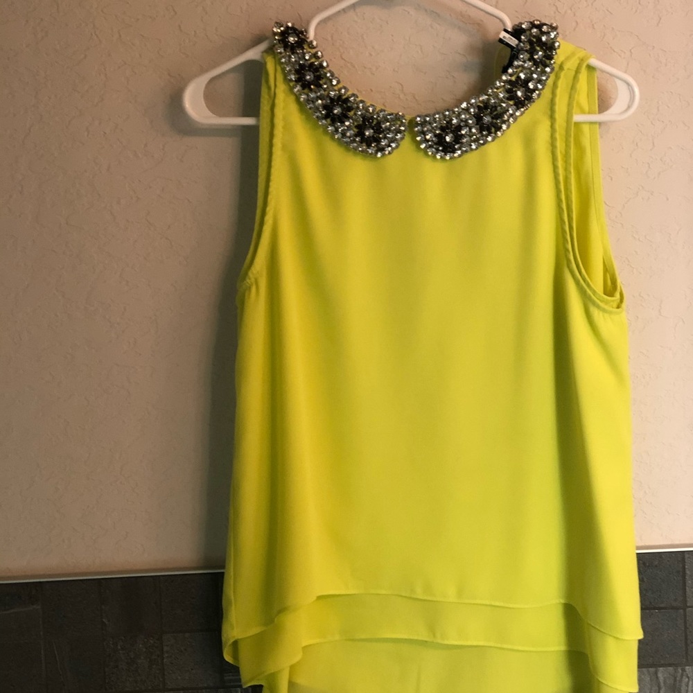 Boutique top with rhinestone collar